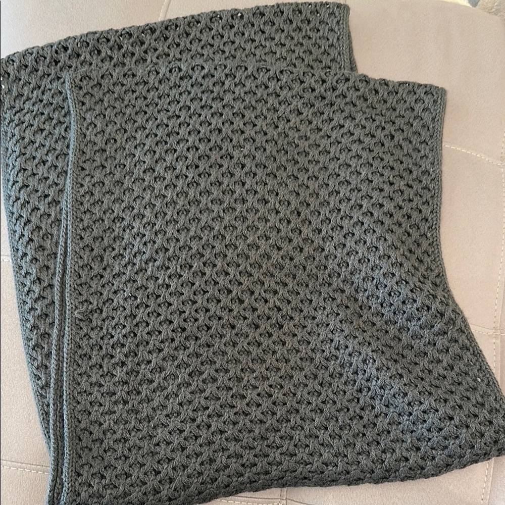 Grey knit infinity scarf